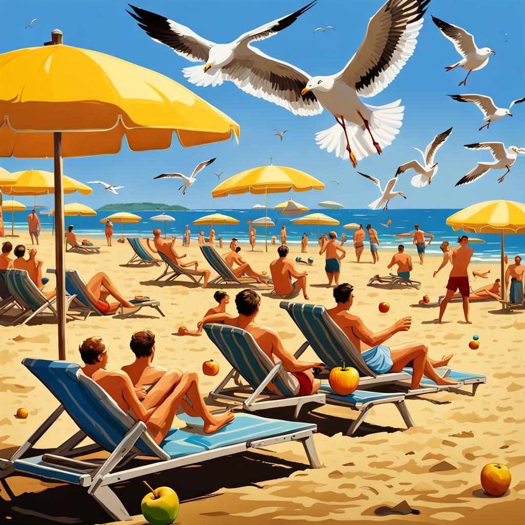 Golden Beach Scene in Detailed Matte Painting