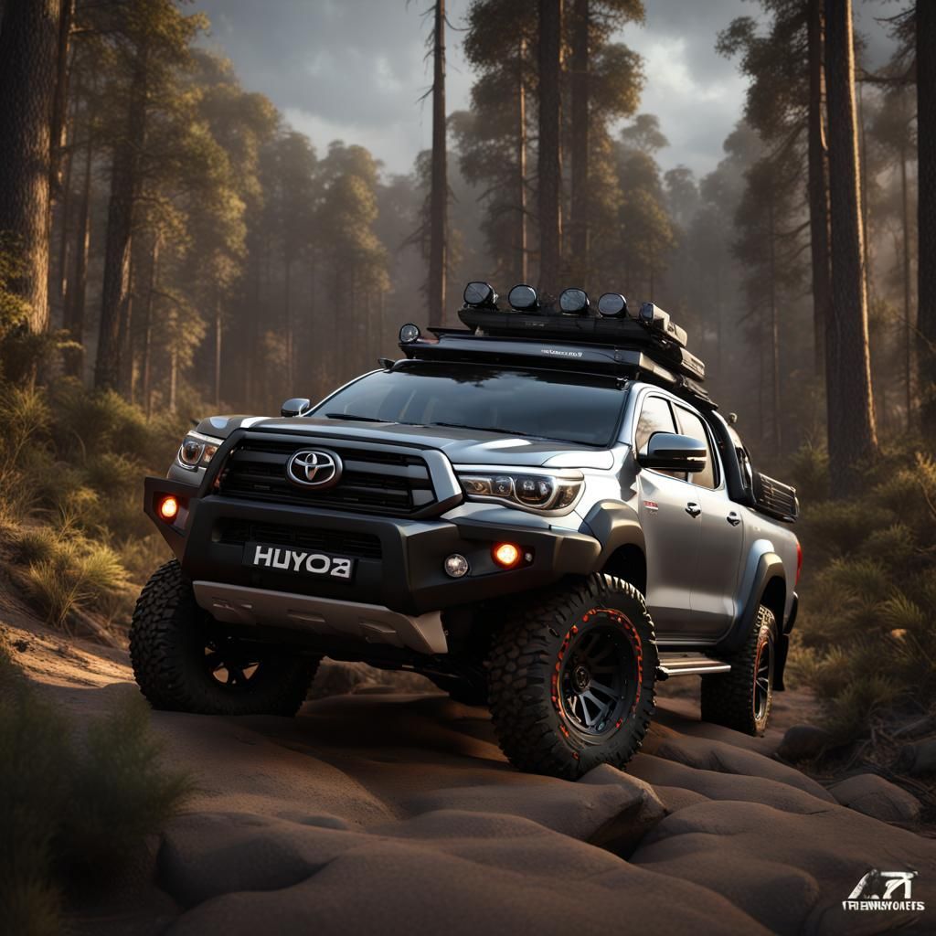 Toyota Hilux Overlander in Forest: Matte Painting