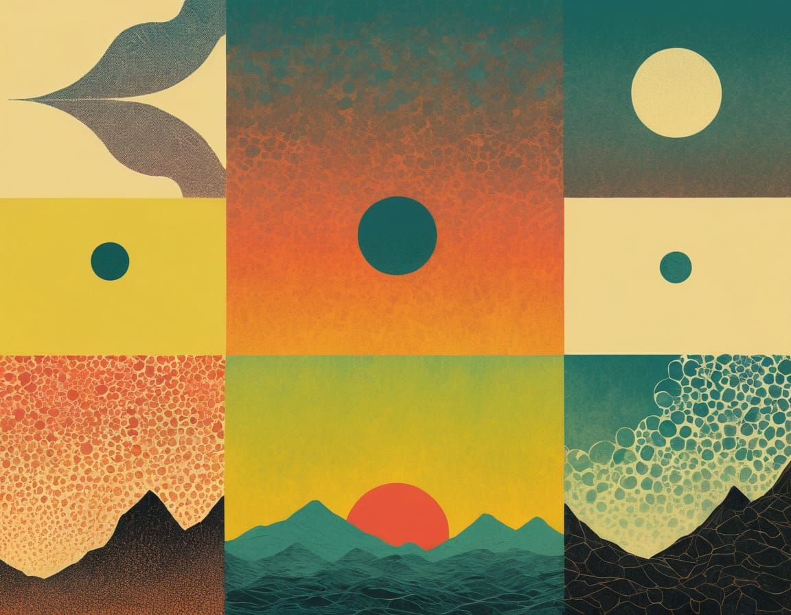 Surreal Mixed Media Collage in Halftone Style