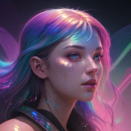 Detailed Holographic Portrait in Splash Art Style