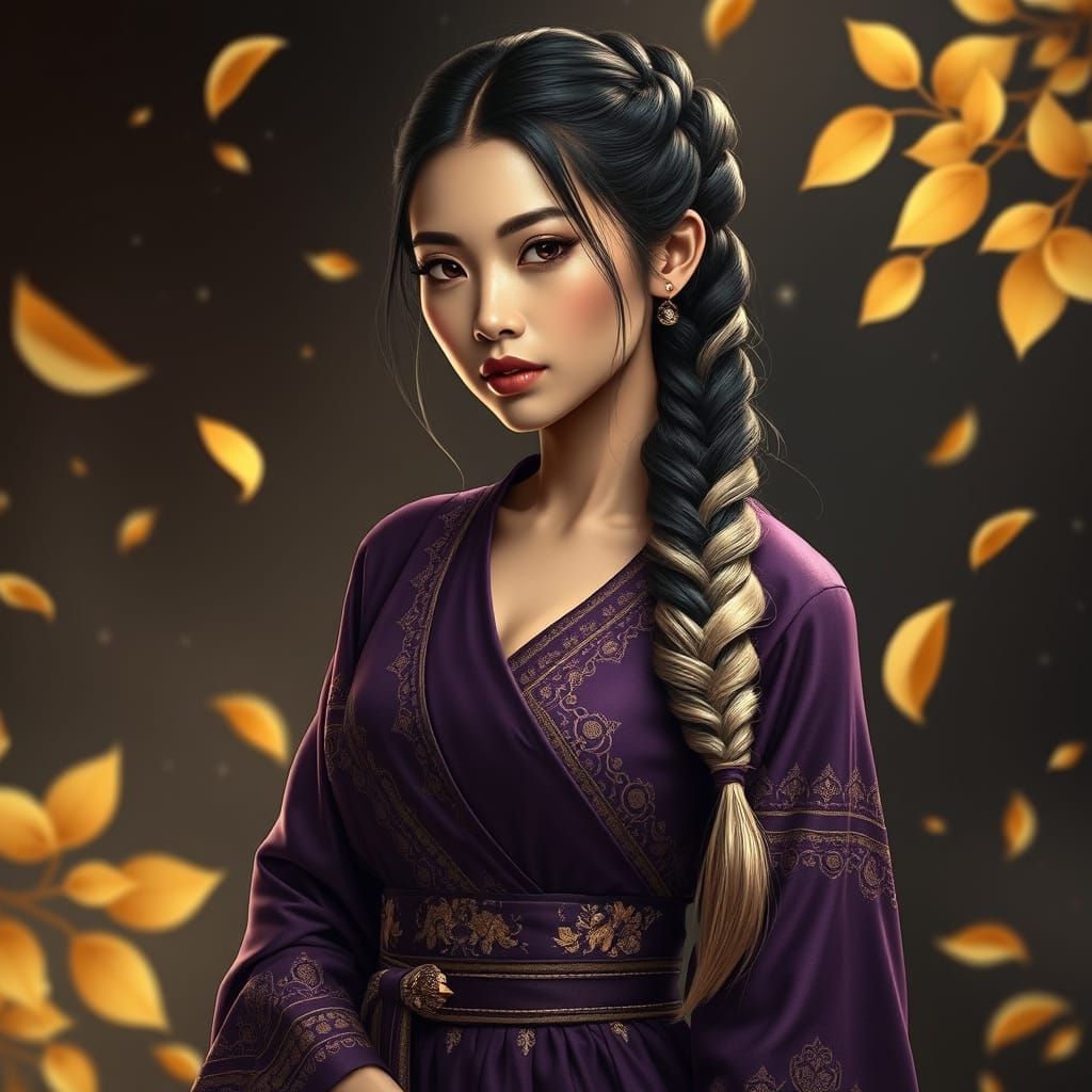 Bhutanese Woman in Modern Kira with Cosmic Background