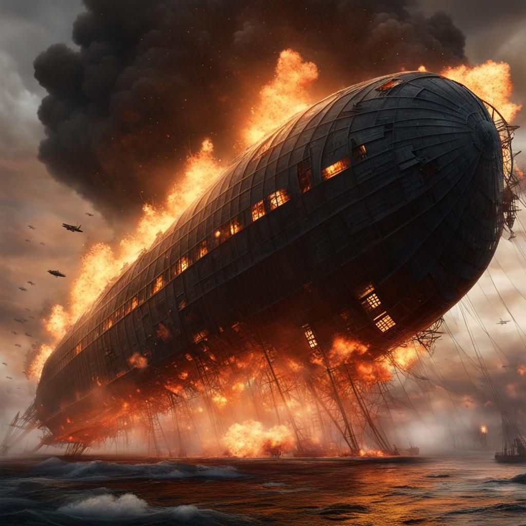 Graf Zeppelin Explosion: Dark Fantasy Concept Art