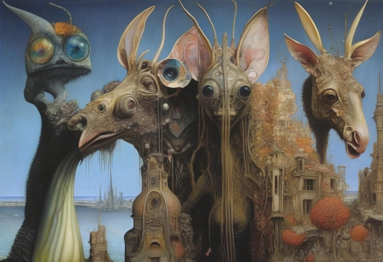 Surreal Alien Museum in Klimt Style