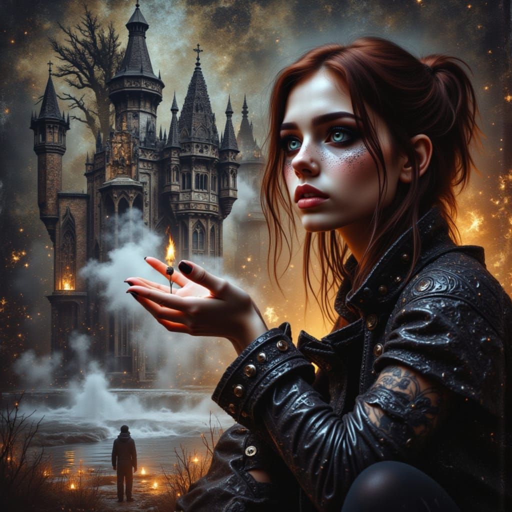 Elegant Woman Poses in Dramatic Lighting