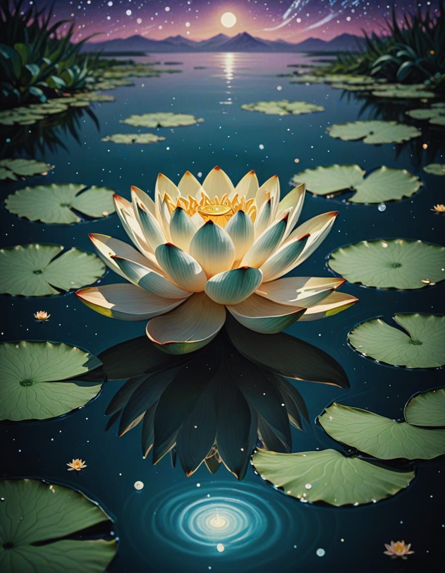 Tranquil Goddess of Surrender in a Celestial Ocean