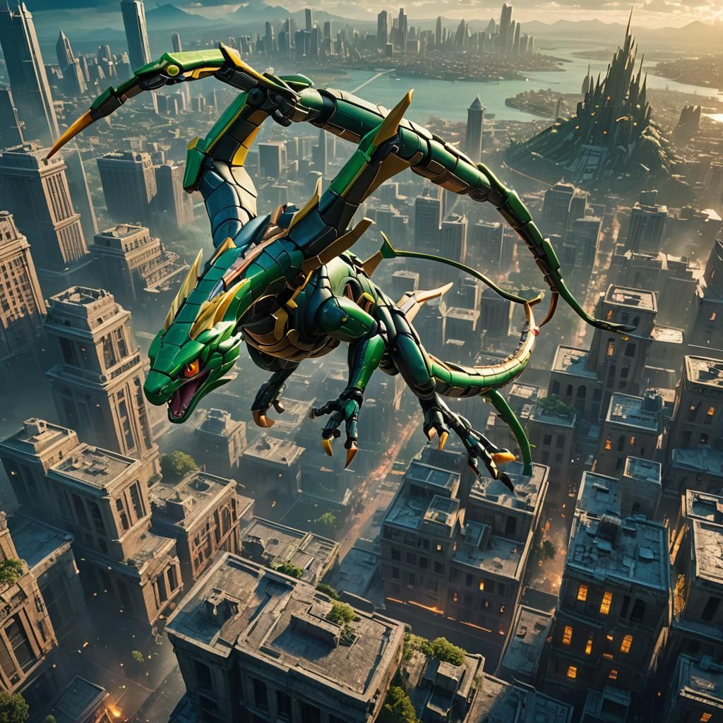 Rayquaza in Epic Mid-Air Battle