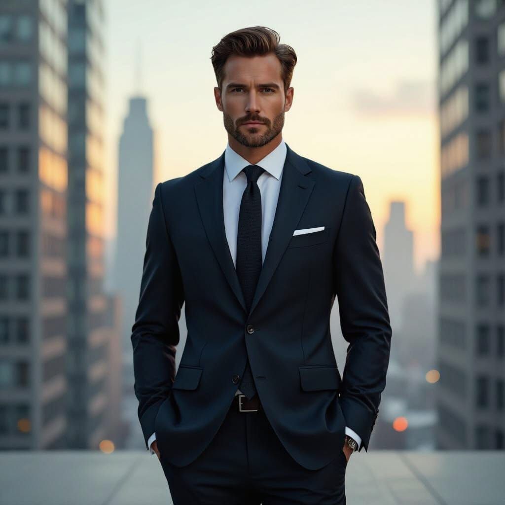 Confident Man in Cityscape, Digital Portrait