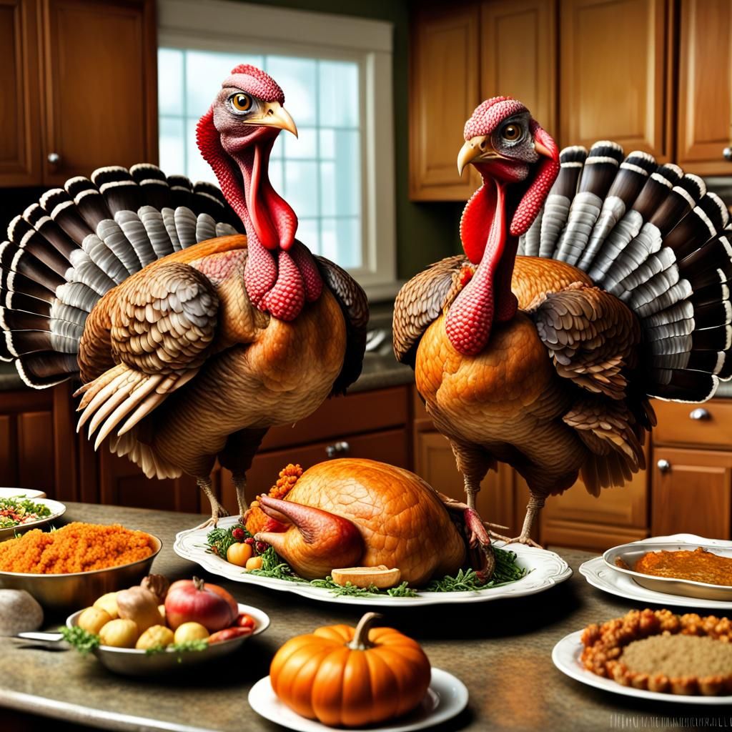 Crazy Turkeys Argue Over Thanksgiving Feast