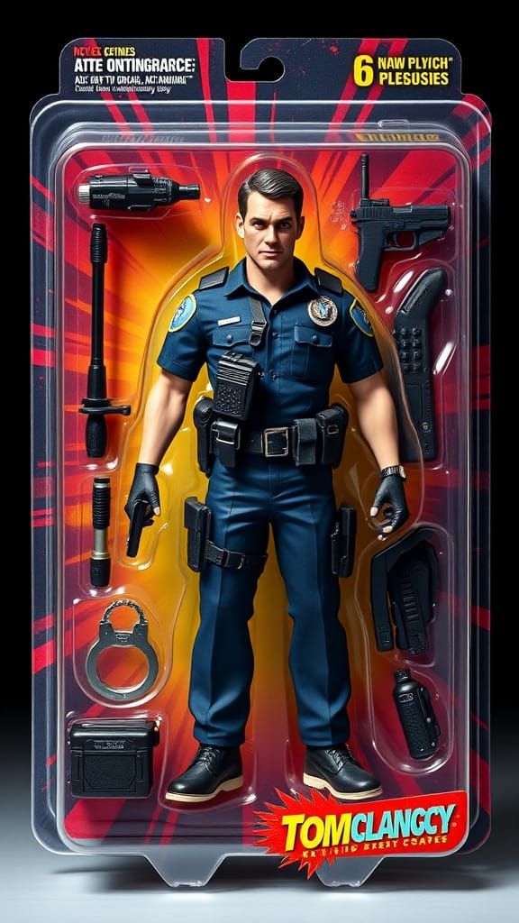 Police Officer Action Figure in Colorful Blister Pack with A...
