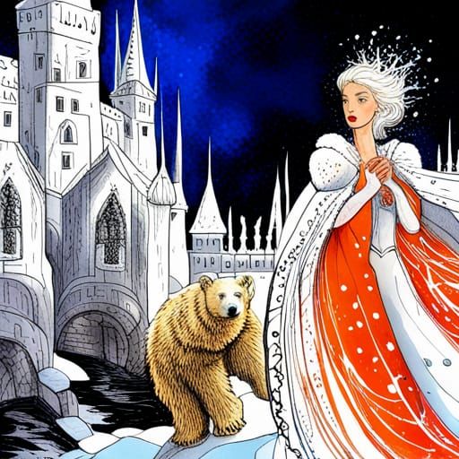 Snow Queen's Castle: Art Nouveau Illustration