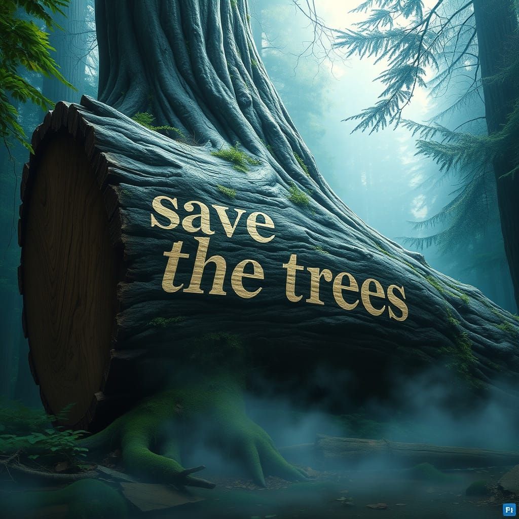 Majestic Ancient Tree on Misty Forest Floor