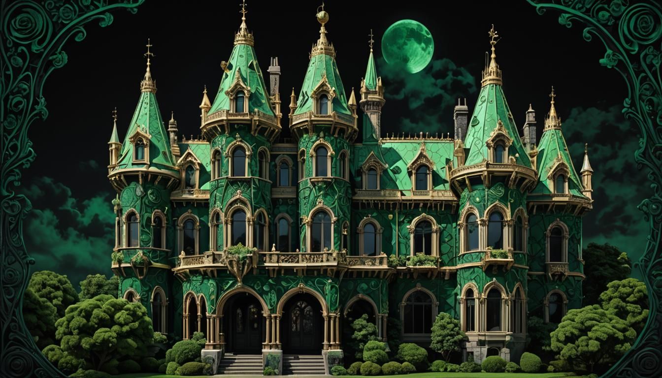 Emerald Rose Castle in Art Nouveau Rococo Style