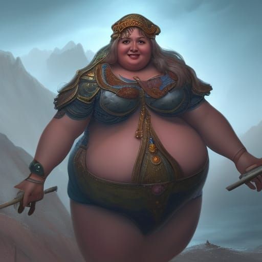 Fantastical Matte Painting of a Plus-Size Woman