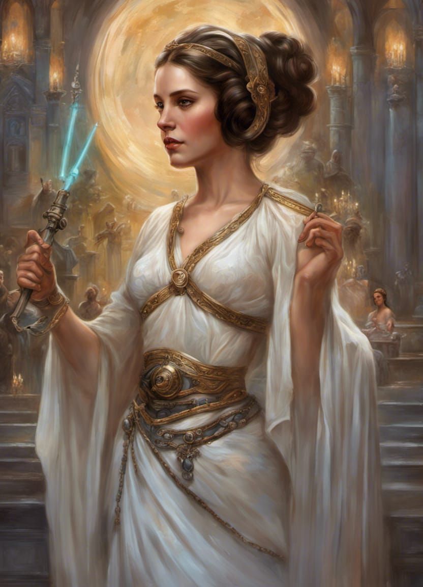 Medieval Princess Leia in Pre-Raphaelite Style