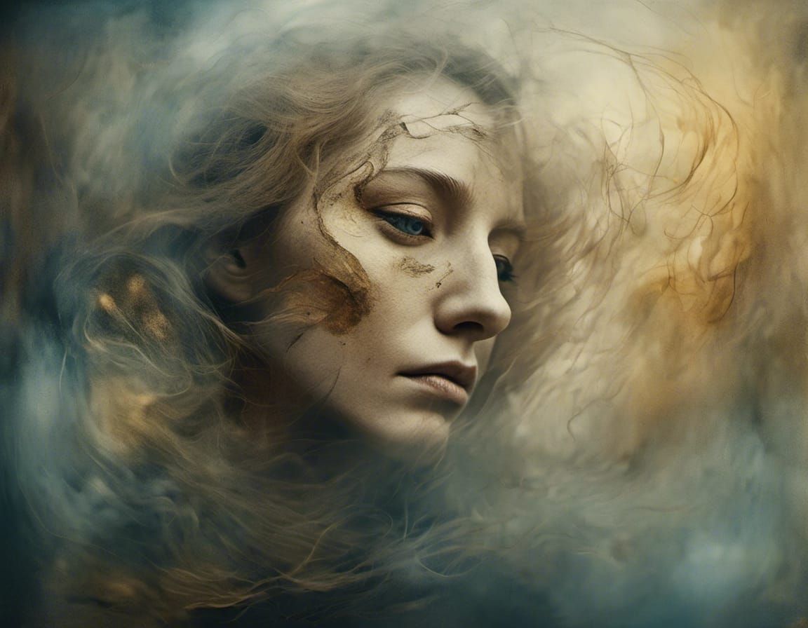 Dreamlike Surrealism: Overlapping Faces in Ethereal Portrait