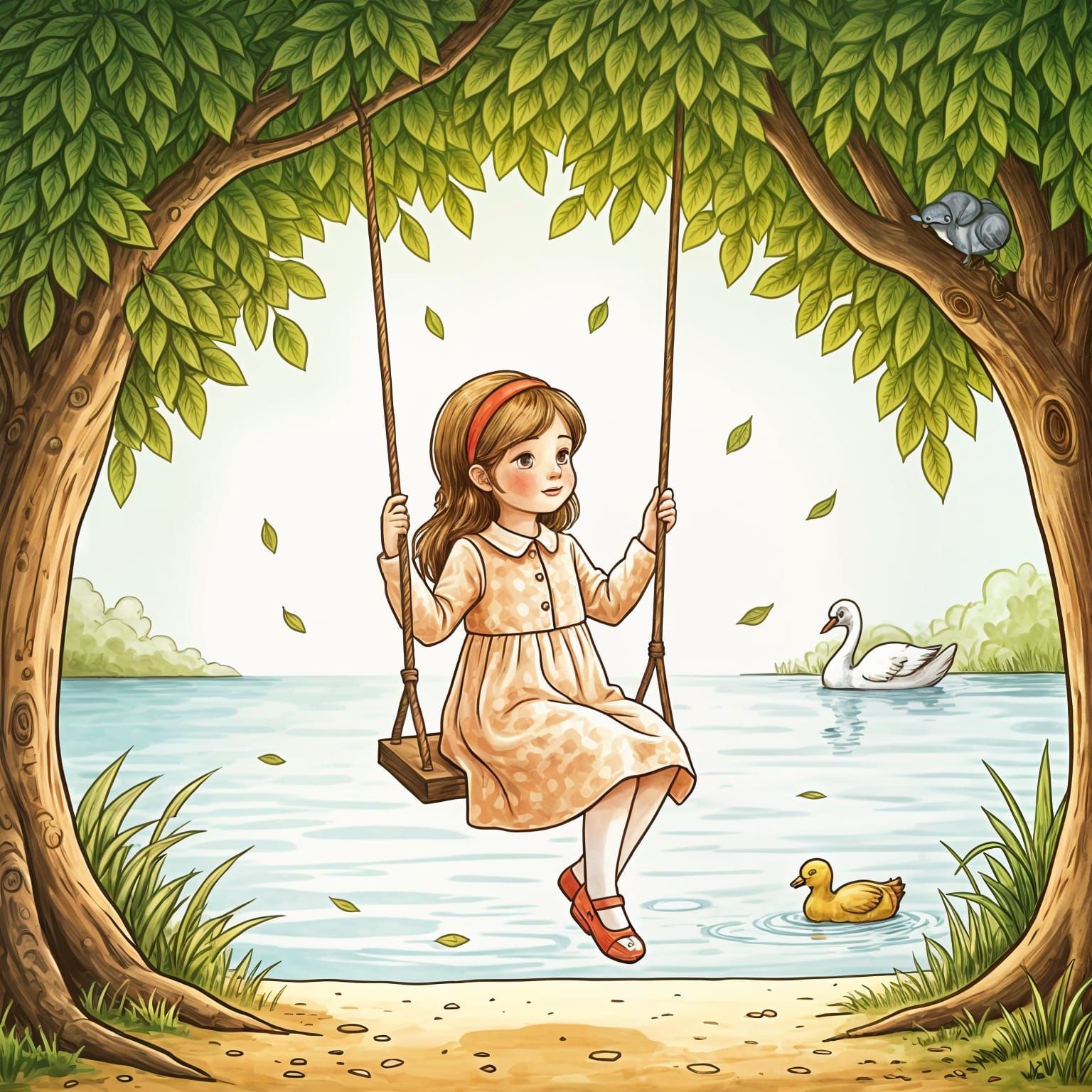 Simple Black Line Art for Children's Book