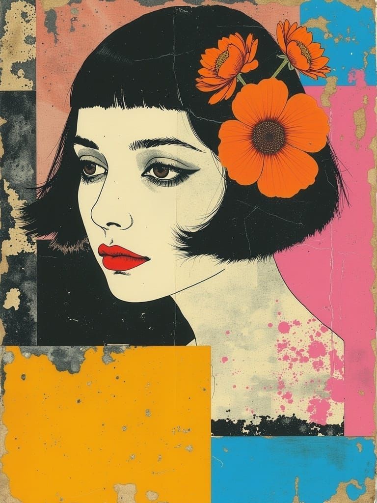 Geisha with Flowers: Magical Realism Fashion Sketch