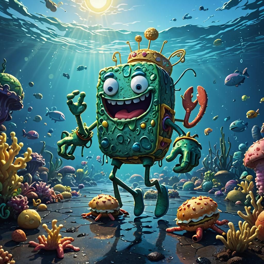SpongeBob SquarePants and Krabby Patty in Bikini Bottom