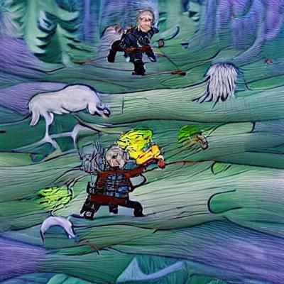 Heroic Witcher Battles Monsters in Dark Forest