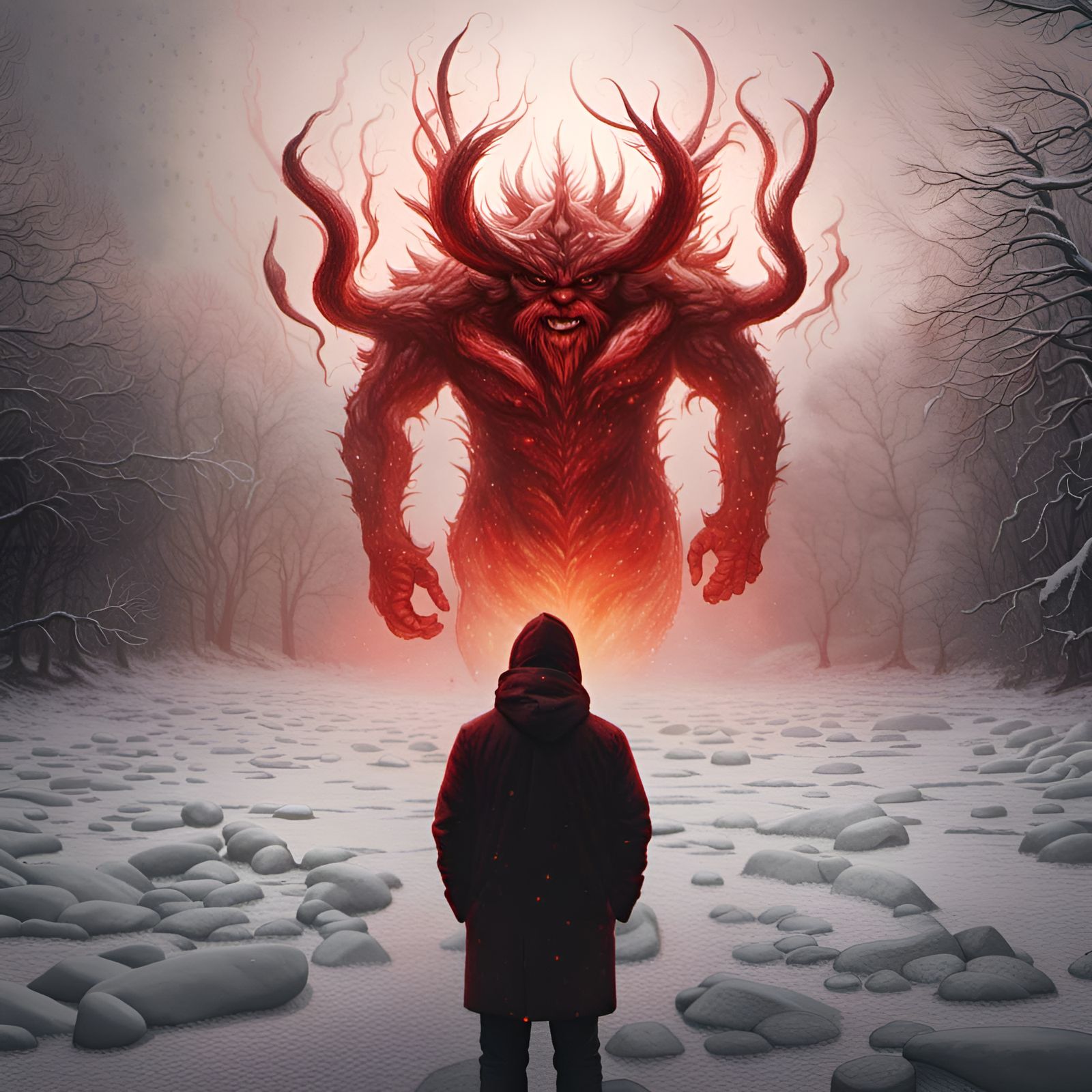 A Fiery Demon Rising Out of The Ice
