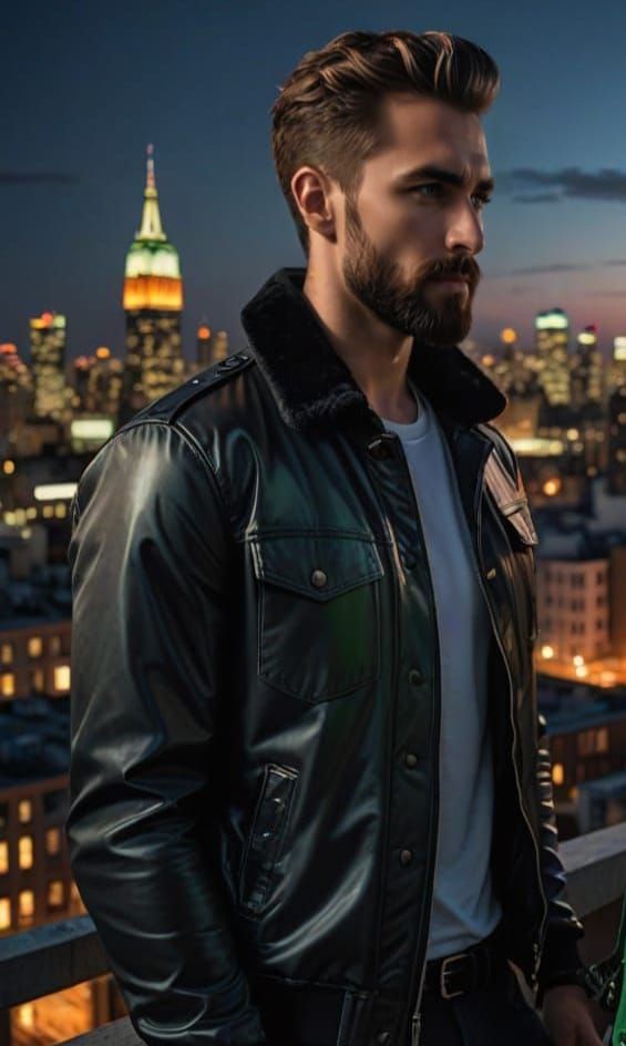 Gay Couple Under Starry City Skyline