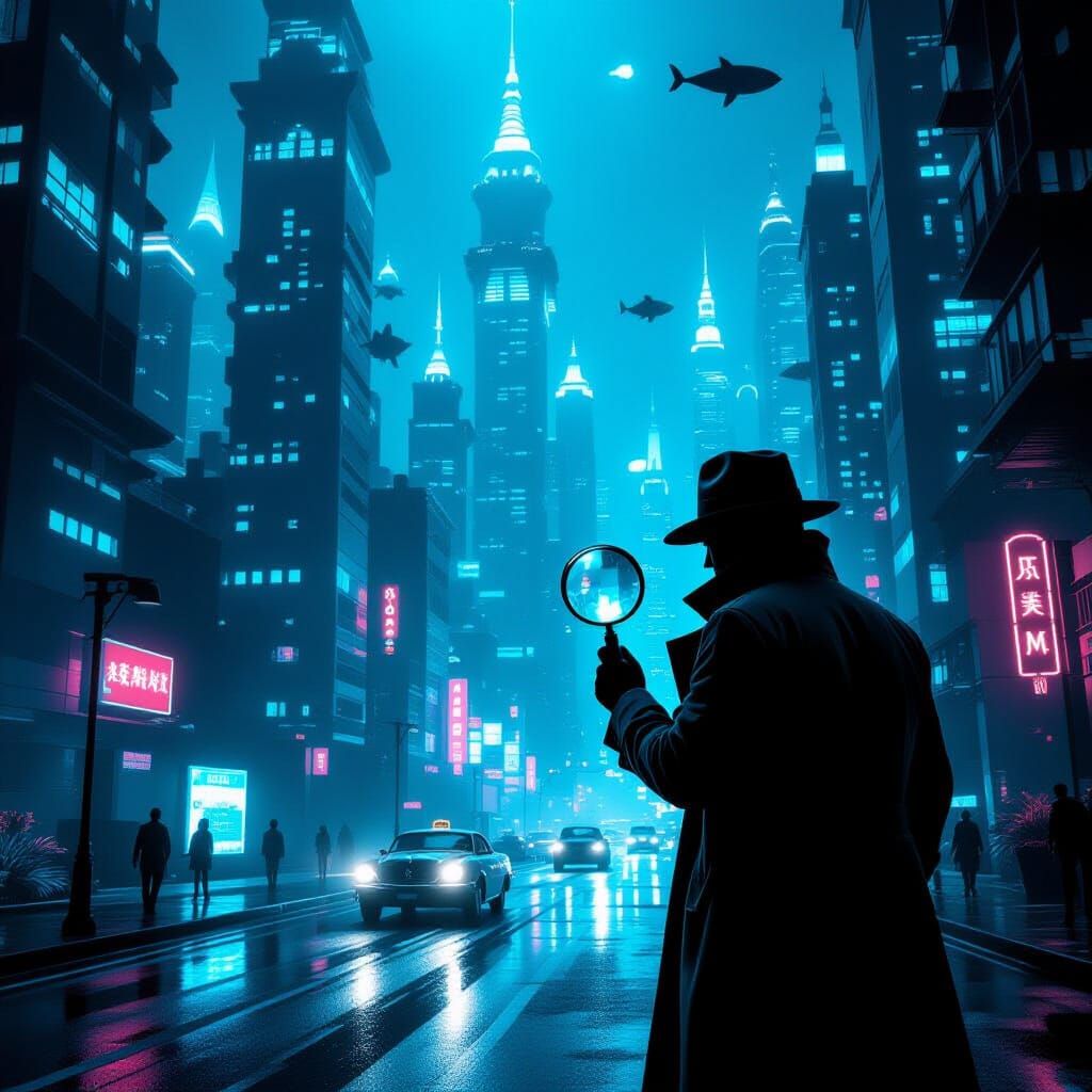 Cat Detective Solves Mystery in Underwater City: Film Noir