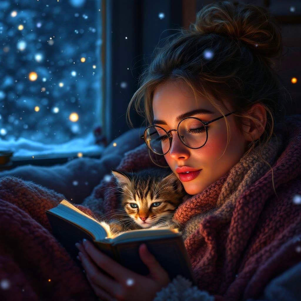 Cozy Winter Night with Whimsical Details