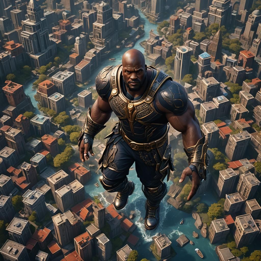 Detailed Matte Painting of SHAQ in Fantasy Setting