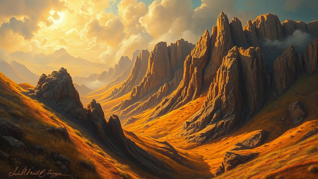 Golden Landscape Oil Painting in Old Masters Style