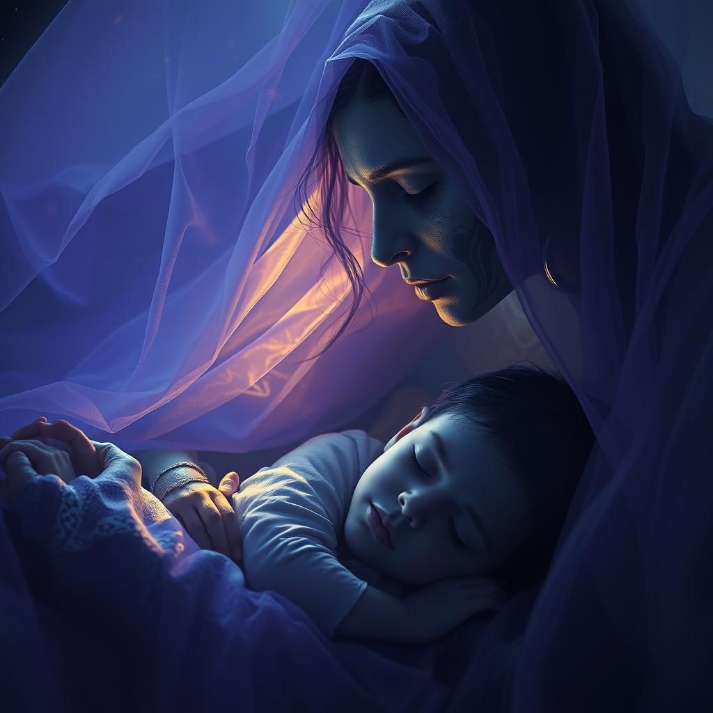 Ethereal Portrait: Mother and Child in Dreamscape