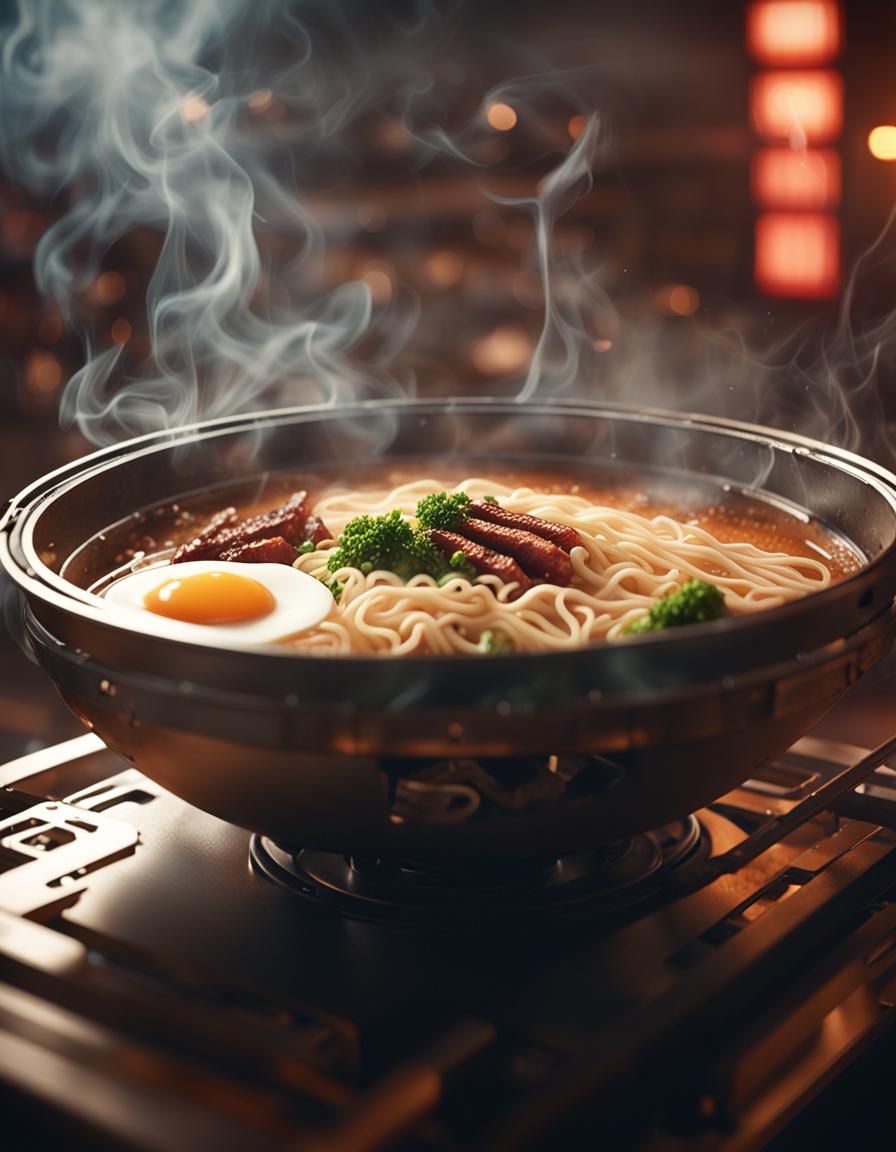 Delicious Ramen in Hyperrealistic Cinematic Photo