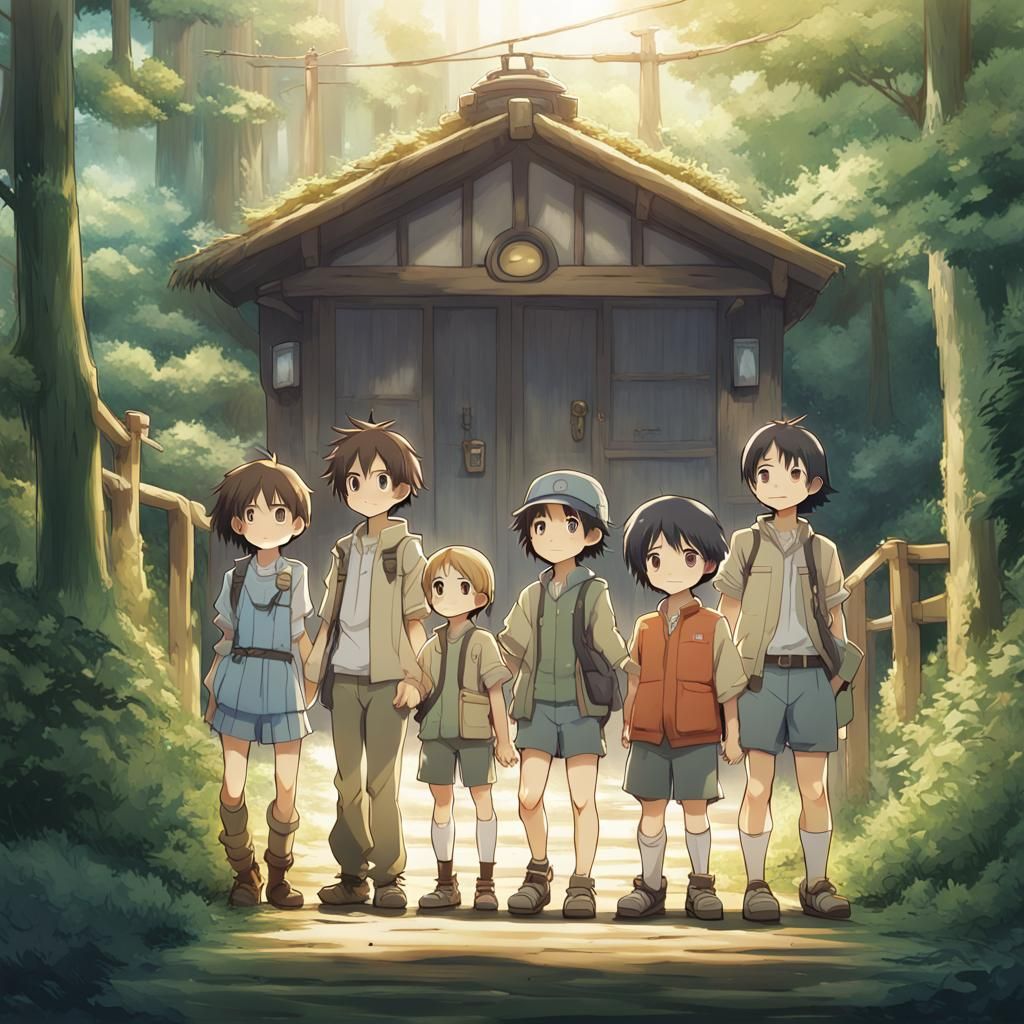 Chibi Demi-Human Adventurers in Ghibli Anime Style