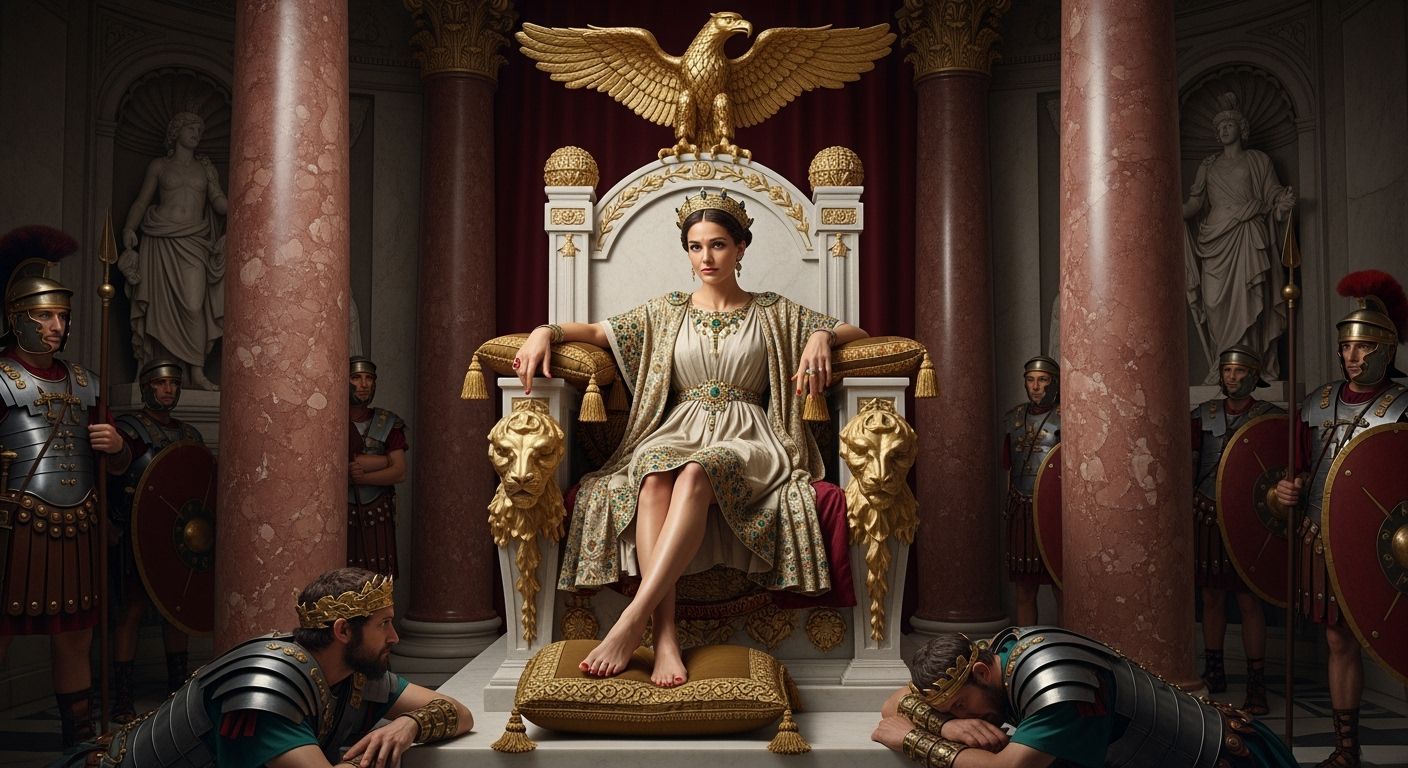 Empress Messalina on her Throne in Lavish Toga