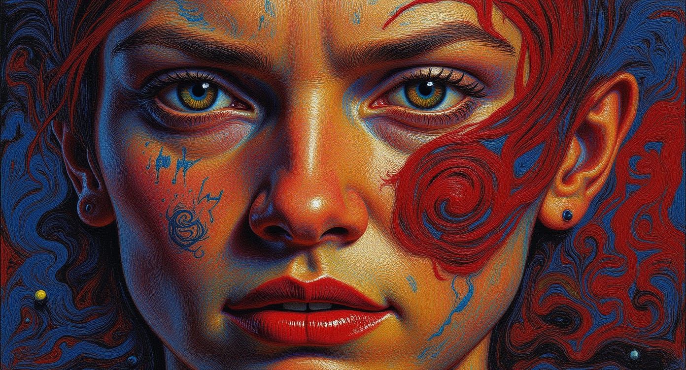 Hyper Realistic Abstract Art with Complementary Colors