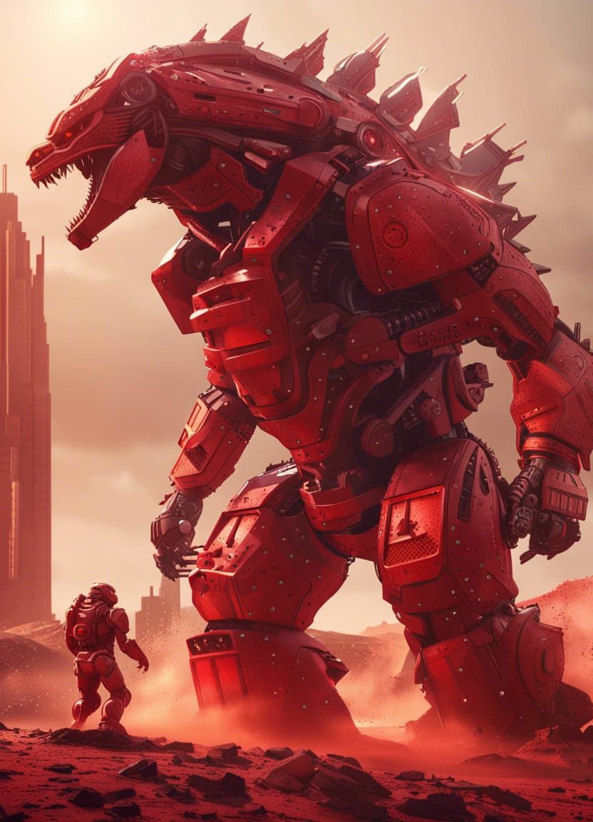 Godzilla vs Red Robot on a Red Planet