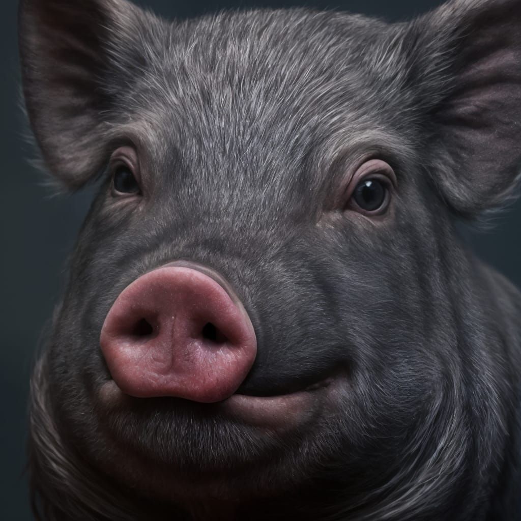 Hairy Pig Head Close-Up