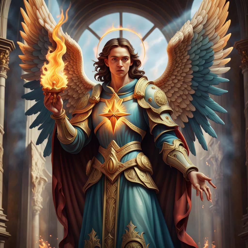 Archangel Uriel Icon with Divine Flame