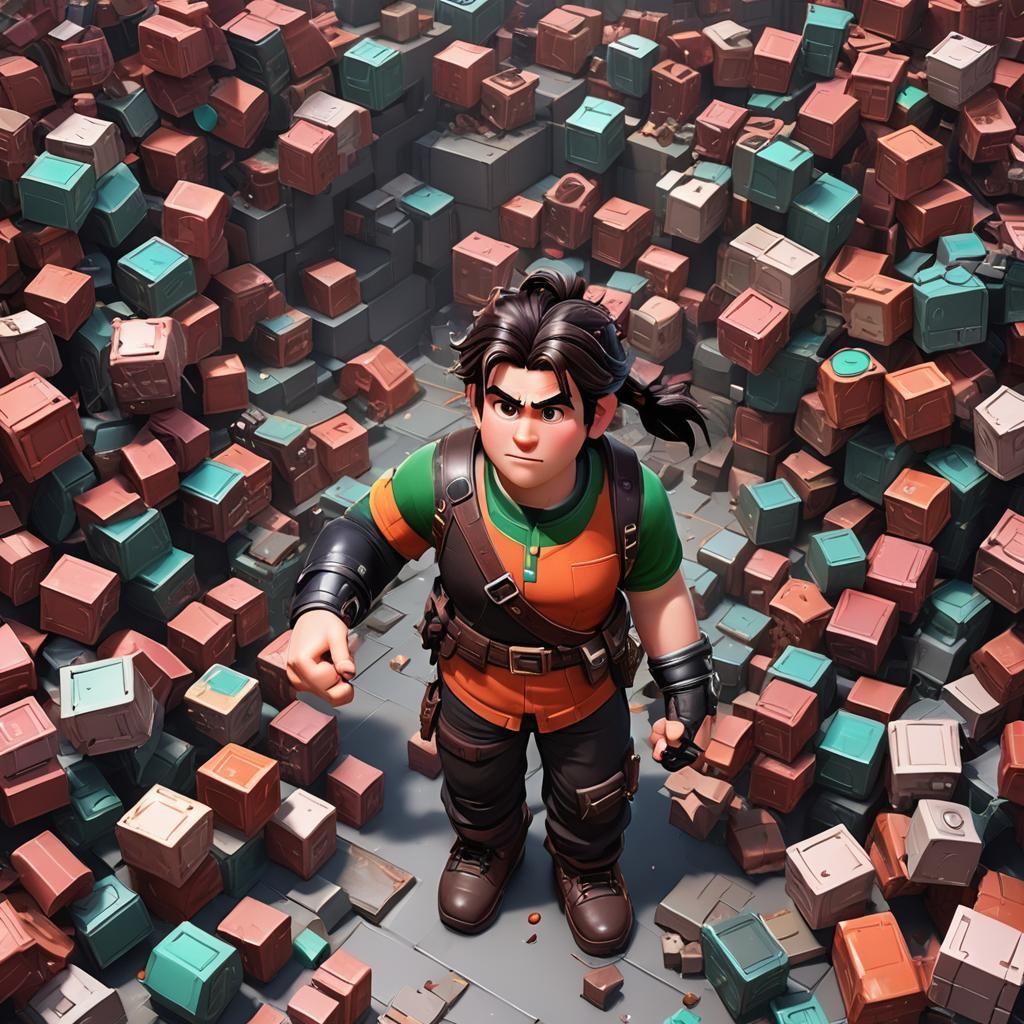 Ralph and Vanellope in 3D Anime Style Concept Art