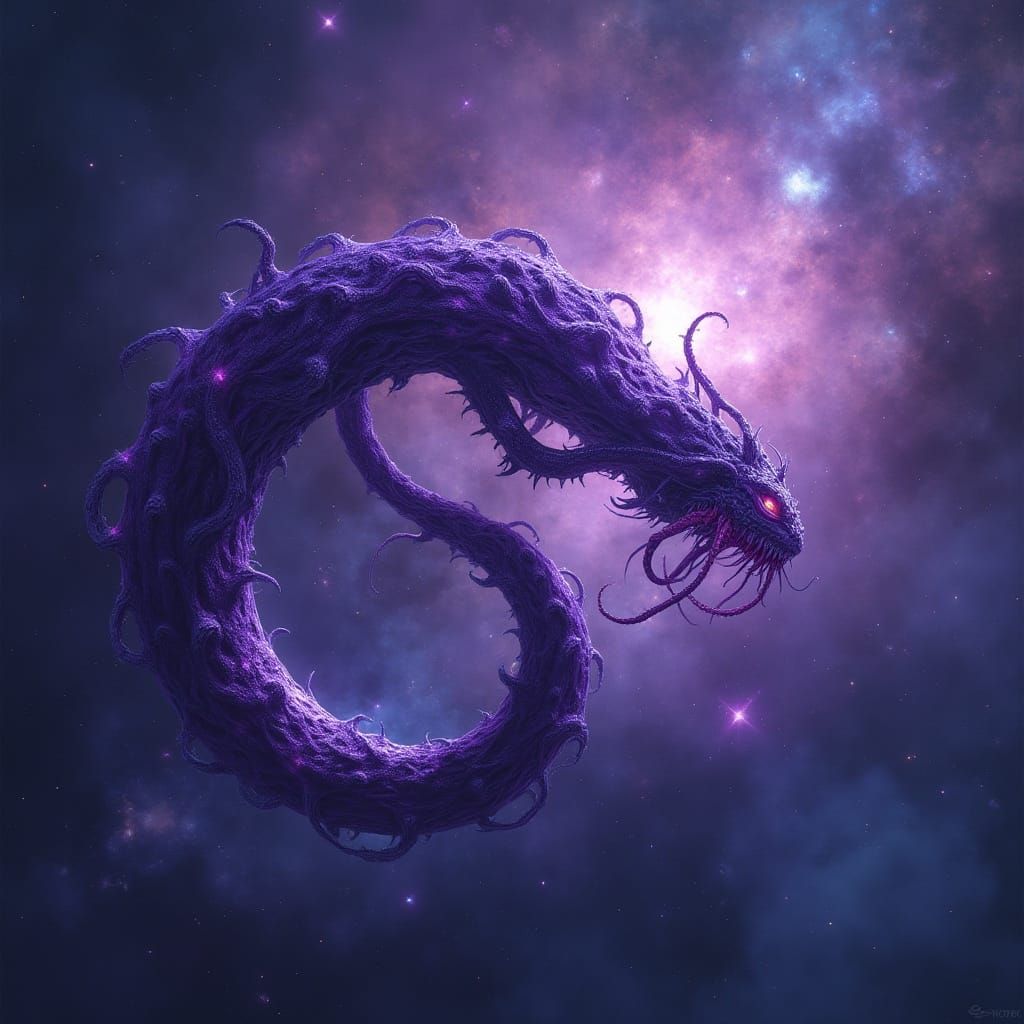 Cosmic Purple Symbiote in Deep Space Digital Painting