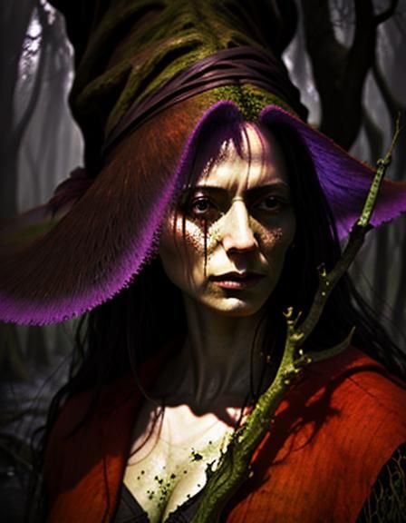 Hyperrealistic Swamp Witch in Vivid Color