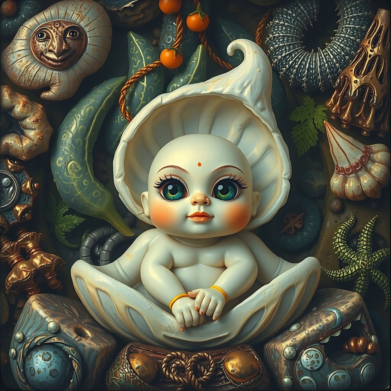 Anthropomorphic Clam's Surreal Underwater Adventure