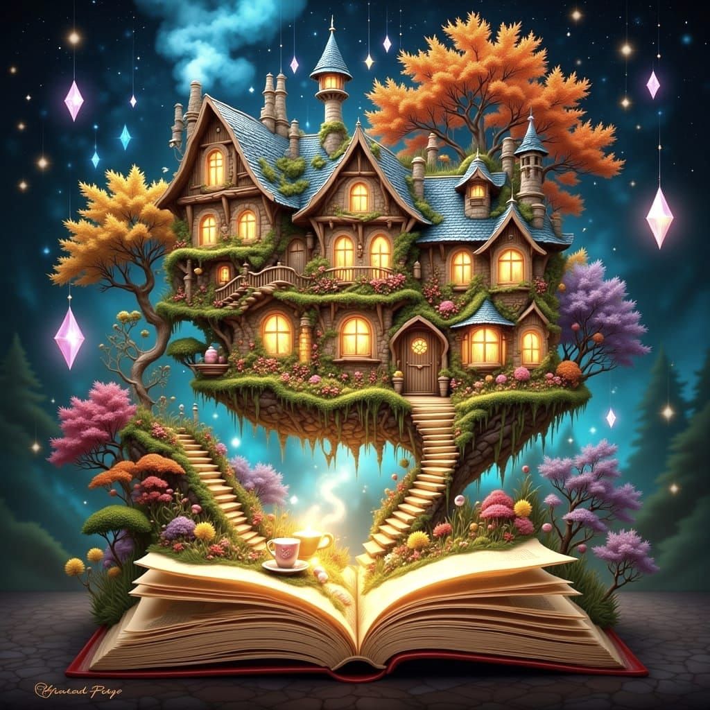 Enchanted Cafe Above Miniature Autumn Garden