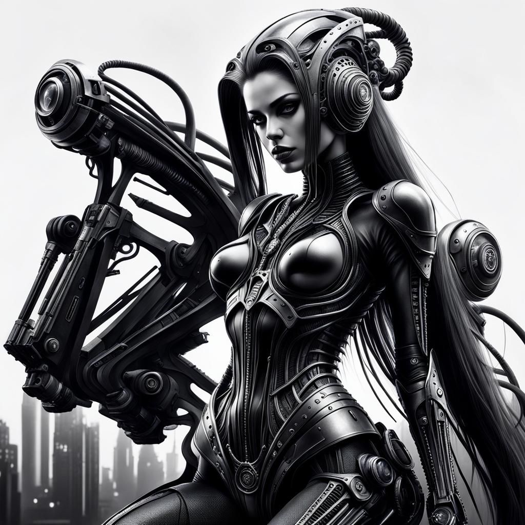 Gothic Cyberpunk Female Portrait in Hyperrealistic Style