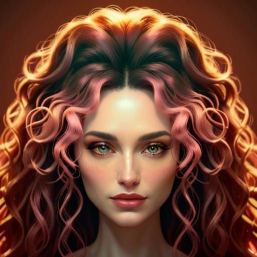 Elegant Enigma with Wild Curly Hair and Finely Laced Tattoos...