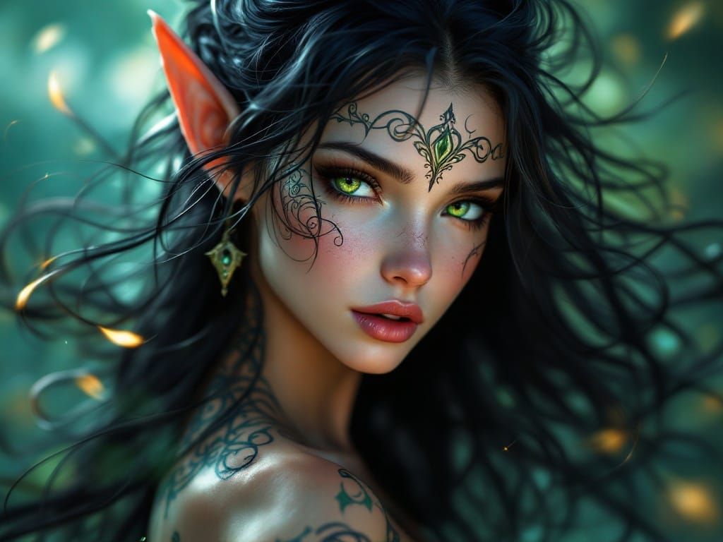Ethereal Elf Woman in Celtic-Inspired Fantasy Art