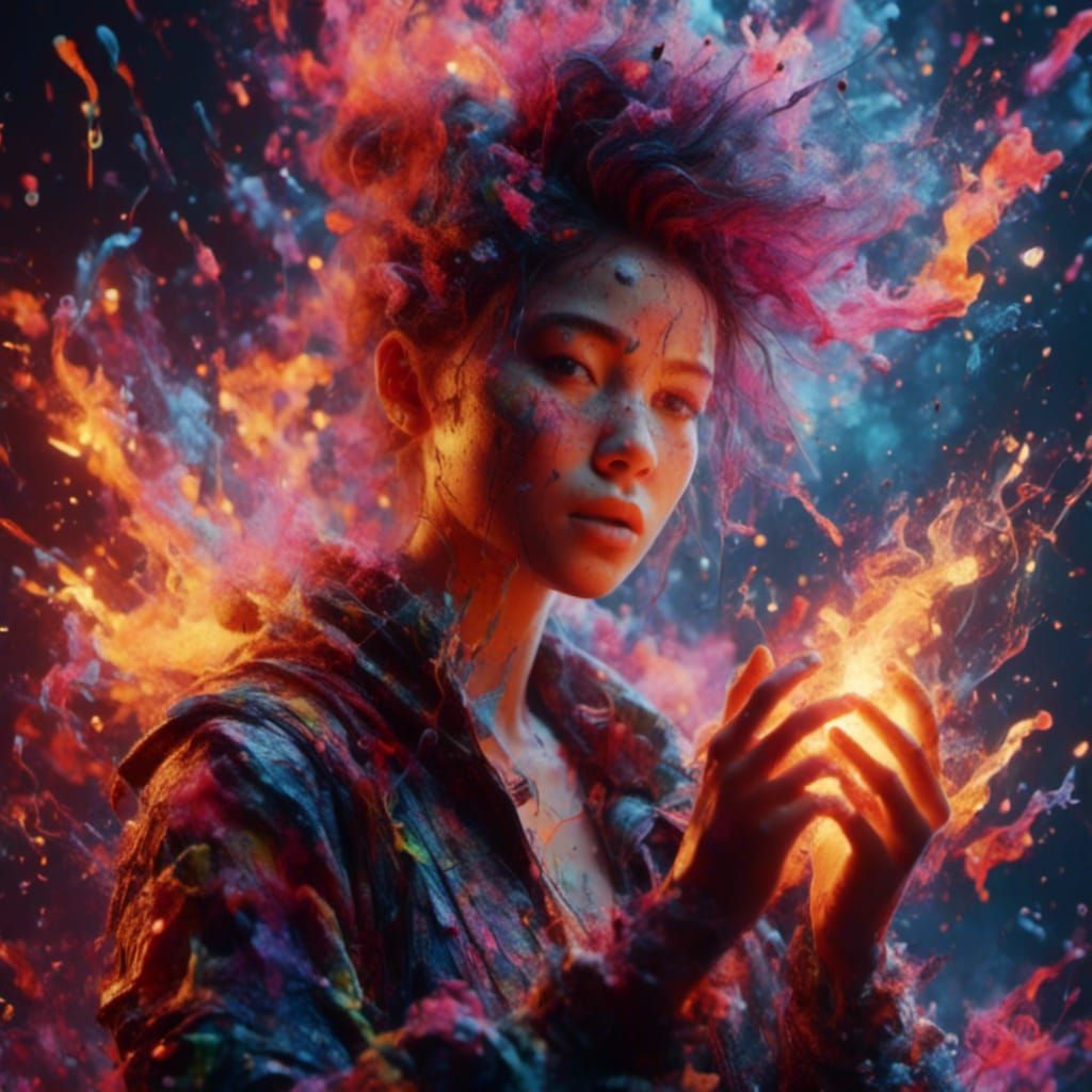 Hyperrealistic Martial Artist in Explosive Smoke, Anime Styl...