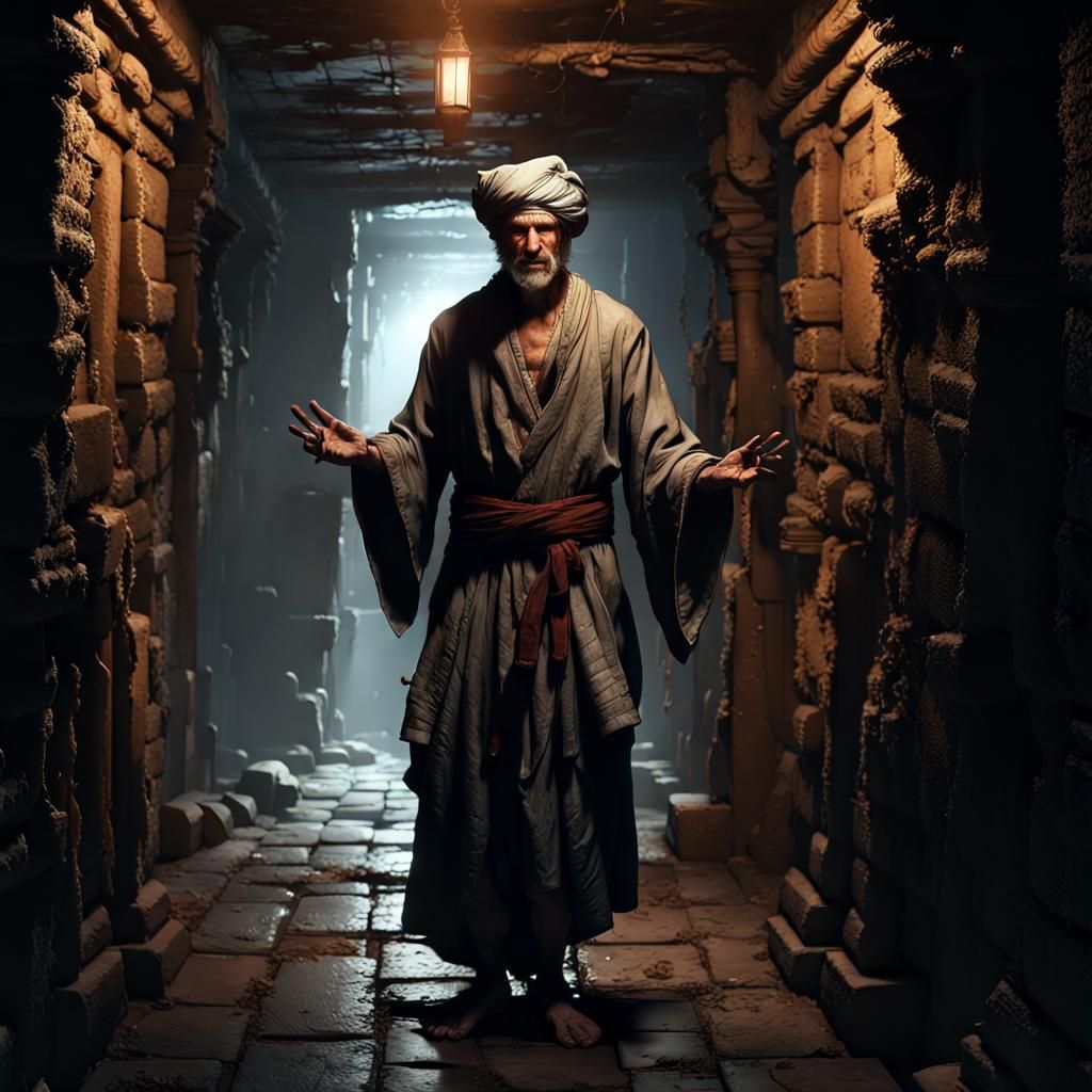 Beggar in Dark Dungeon: Dark Fantasy Concept Art