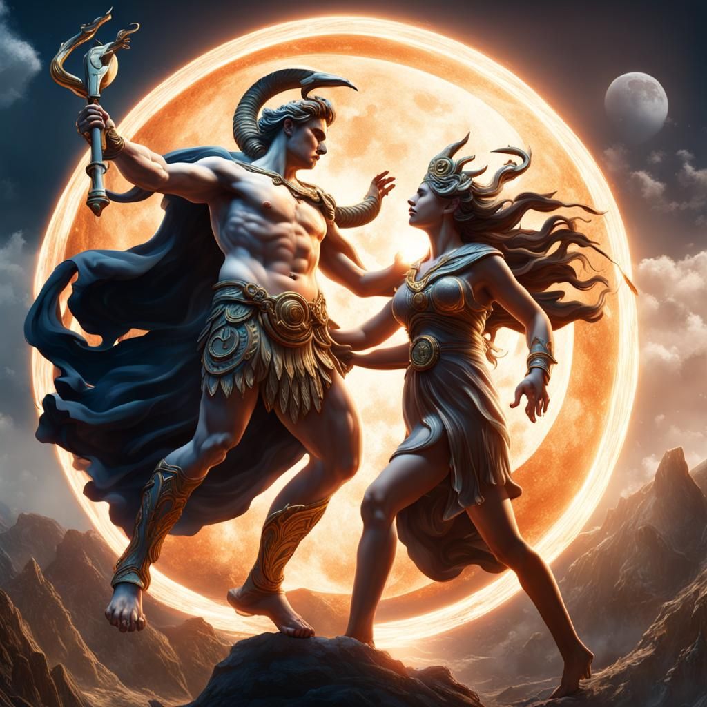 Apollo and Hecate Clash: A Fantasy Concept Art
