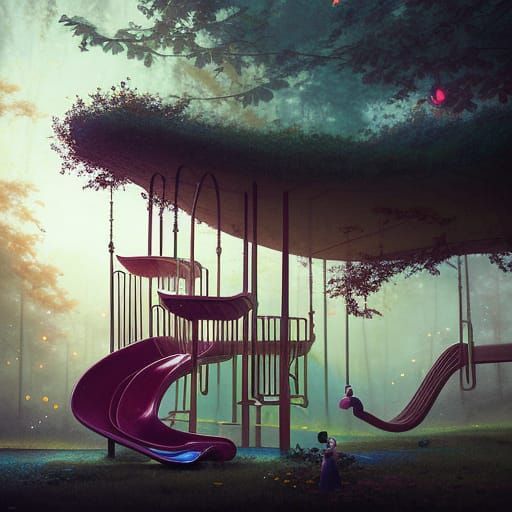 Stunning Playground in Baroque Lighting, Top-Down View