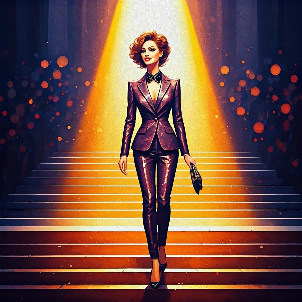 Elegant Debutant Struts on Paris Runway in Vibrant Neo-Impre...